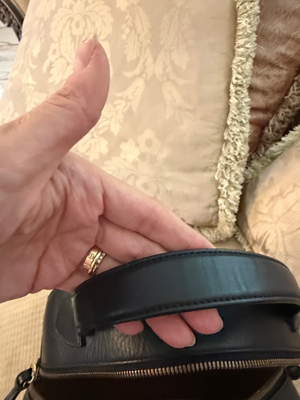 Gucci Black Chevron GG Marmont Mini Backpack with Gold Hardware. - Picture 3 of 12